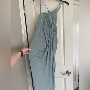 Lulus Sage Blue Midi Slip Dress